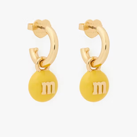 $68 Kate Spade M&M’s Charm Huggies yellow - Picture 7 of 7